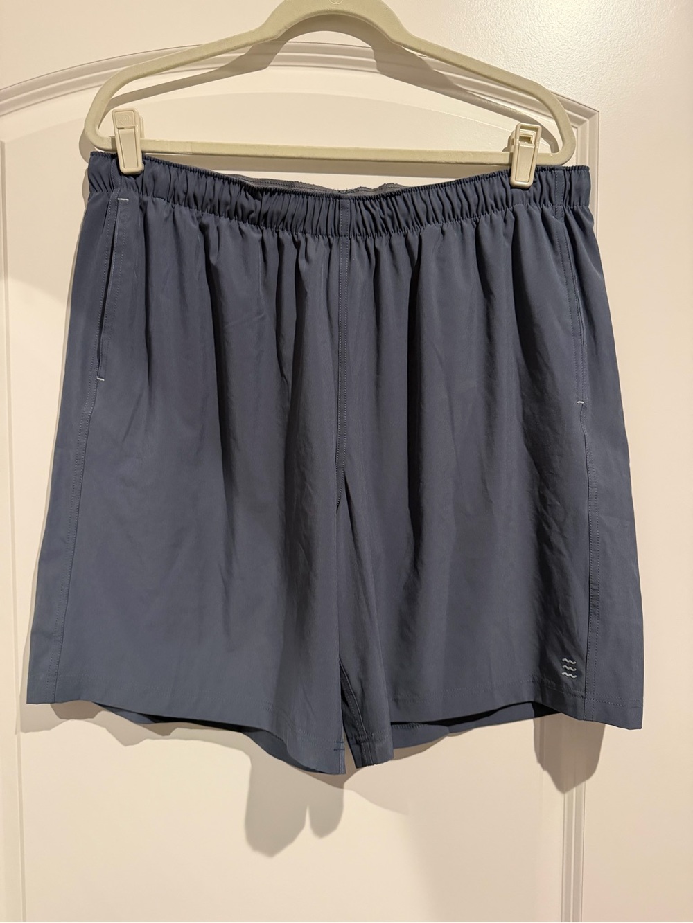 Men's Navy Blue Elastic Waist Casual Shorts